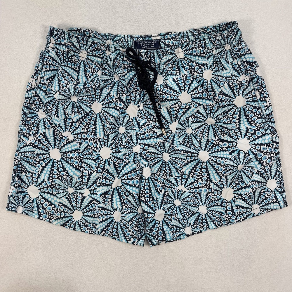 Vilebrequin Men's Geometric Print Unlined Swim Shorts Blue Size XL